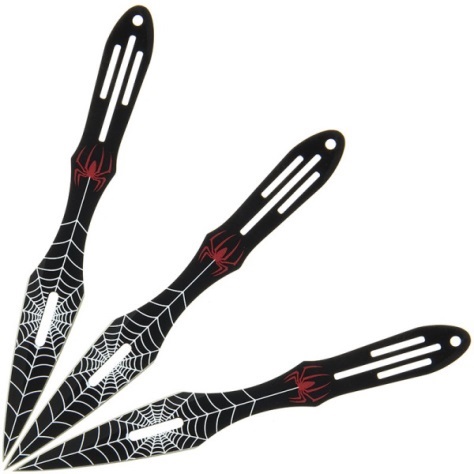 Set of 3 Spider Style 9 inch Throwing Knives (Black)