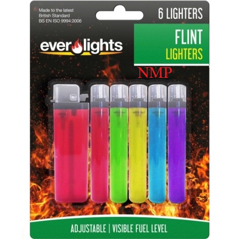 DISPOSABLE FLINT LIGHTERS 6 PACK