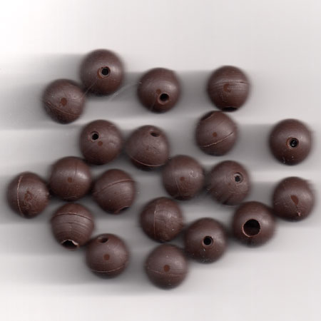 8mm SOFT RUBBER SHOCK BEADS FOR RIGS & STOPS ( MUD BROWN ) Pack of 20 ( approx ) (made in uk)