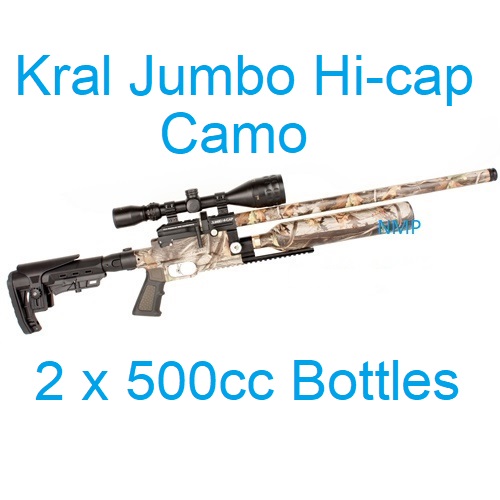 Kral Puncher Jumbo Hi-Cap Camo .177 Calibre PCP Air Rifle 14 shot 2 x 500cc bottles