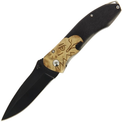 7 inch Lock Knive With Carved Eagle (BF014448)