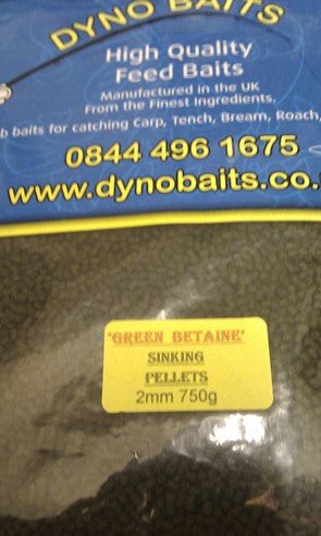 Green Betaine 2mm Sinking Pellets ( DYNO BAITS ) 750g