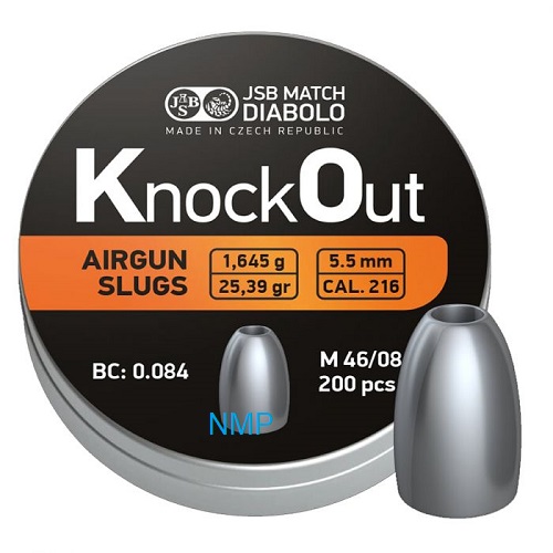 JSB Knockout Slug .216 Pellets 5.50mm .22 calibre 25.39gr Tins of 200 x 20 tins