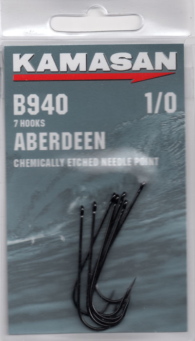 KAMASAN B940 CLASSIC ABERDEEN SEA HOOK SIZE 1/0 ( pack of 7 hooks )