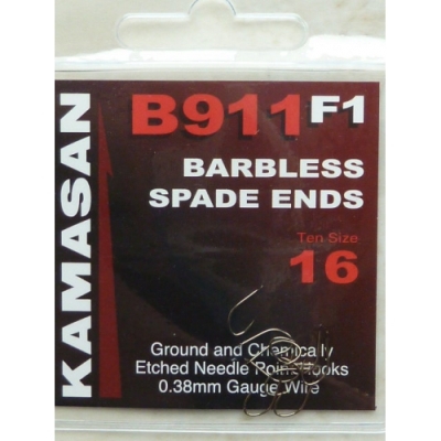 Kamasan B911 F1 Barbless Spade ends Hooks Size 14