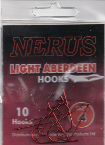 NERUS SEA HOOKS LIGHT ABERDEEN SIZE 4 ( pack of 10 hooks )