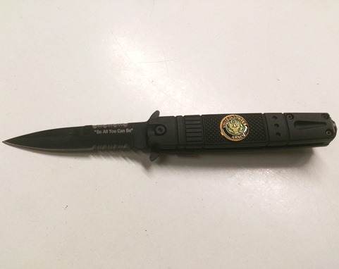 7 inch Lock Knive Action Tactical Rescue Knives P-528-AR-CA1 ( Be All You Can Be ) United States Army (Black)