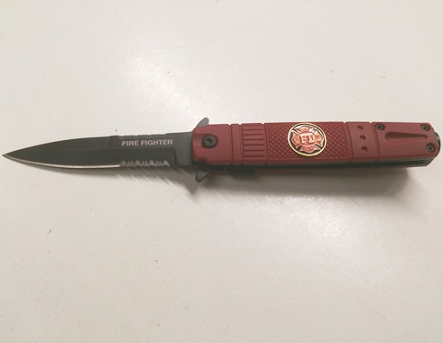 7 inch Lock Knive Action Tactical Rescue Knives P-528-FD ( Fire Fighter ) FD (Red)