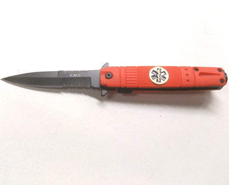 7 inch Lock Knive Action Tactical Rescue Knives P-528-OEM ( E.M.S. ) (Orange)