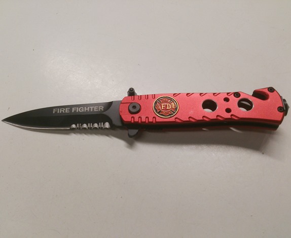 7 inch Lock Knive Action Tactical Rescue Knives P-530-FD ( Fire Fighter ) FD (Red)