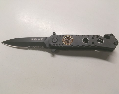 7 inch Lock Knive Action Tactical Rescue Knives P-530-SW-BK ( S.W.A.T ) Special Weapons and Tactics (Black)