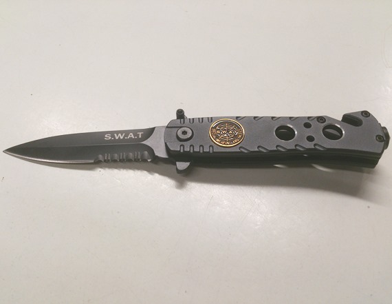 7 inch Lock Knive Action Tactical Rescue Knives P-530-SW-GY ( S.W.A.T ) Special Weapons and Tactics (Grey)