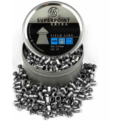 RWS SUPERPOINT EXTRA .22 calibre 14.5 gr air gun pellets tins of 500 x 10 tins