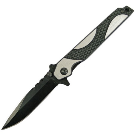 8 inch Lock Knive with Silver and Black Handle (TLS20012)