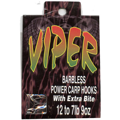 VIPER Size 12 barbless (hook to nylon) Power Carp Hooks - 10 pack Fishing Hooks