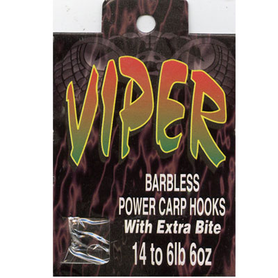 VIPER Size 14 barbless (hook to nylon) Power Carp Hooks - 10 pack Fishing Hooks