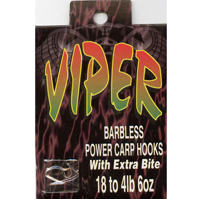 VIPER Size 18 barbless (hook to nylon) Power Carp Hooks - 10 pack Fishing Hooks