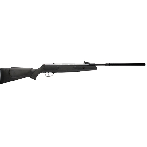 Webley VMX Spring Powered Air Rifle, Black Ambidextrous Polymer Stock 11.5 ft/lbs .22 Calibre With Quantum Oversleeved Silencer