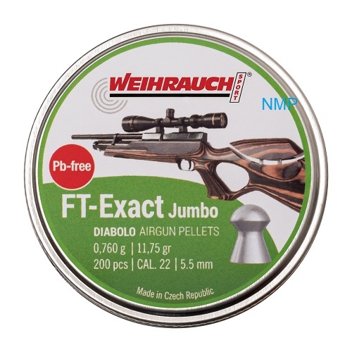 Weihrauch F&T Exact Pb lead free diabolos .177 calibre 4.53mm 6.79 Grains tin of 200 x 5 tins