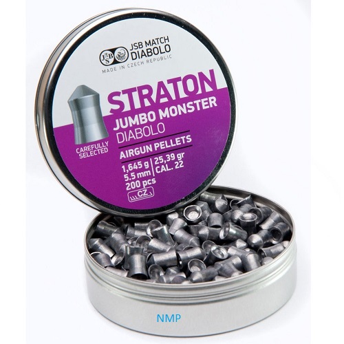 JSB Straton Jumbo Monster Pellets 5.50mm .22 Calibre 25.39 grain Tins of 200 x 10 tins