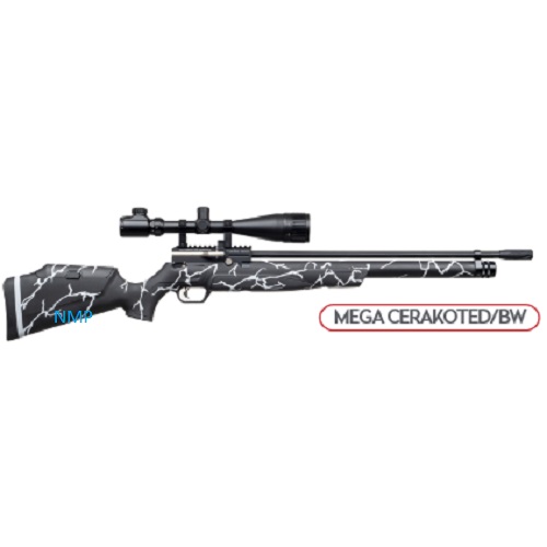 KRAL PUNCHER MEGA Black CERAKOTED, BW PCP PRE-CHARGED AIR RIFLE .22 calibre 12 shot SYNTHETIC STOCK