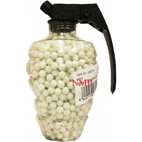 12g 6mm BB's WHITE BUDGET BULLETS IN HAND GRENADE DESIGN tub of 1,600
