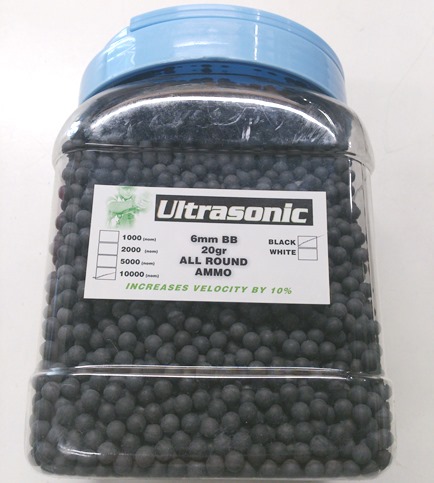 20g Ultrasonic Black Sniper Airsoft 6mm BB's Gun Pellets in Tub of 10,000 with handle
